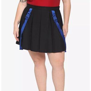 Hot Topic Black & Blue Strap Skirt Suspenders Pleated School Girl Overalls 5X
